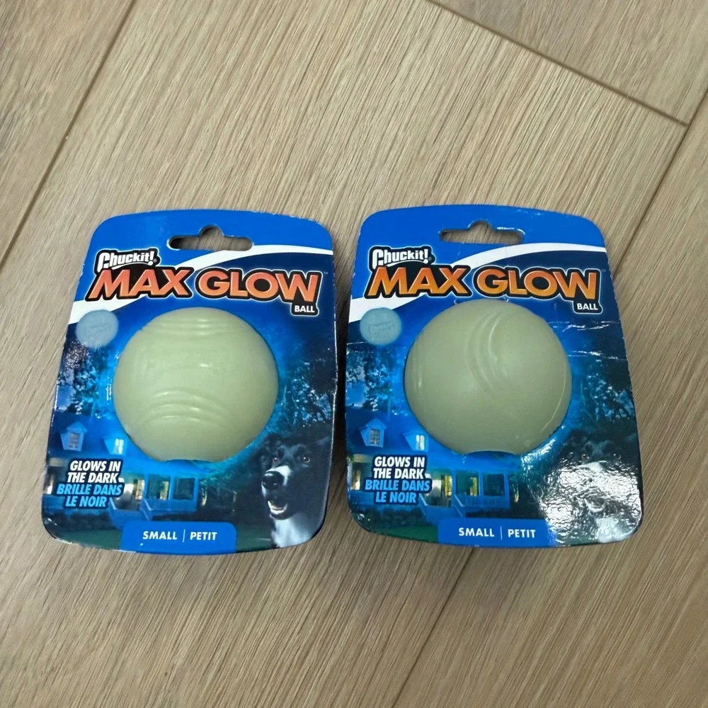 Chuckit! Max Glow Ball Dog Toy 2-Pack Small Glow in the Dark Fetch Balls 2.0in